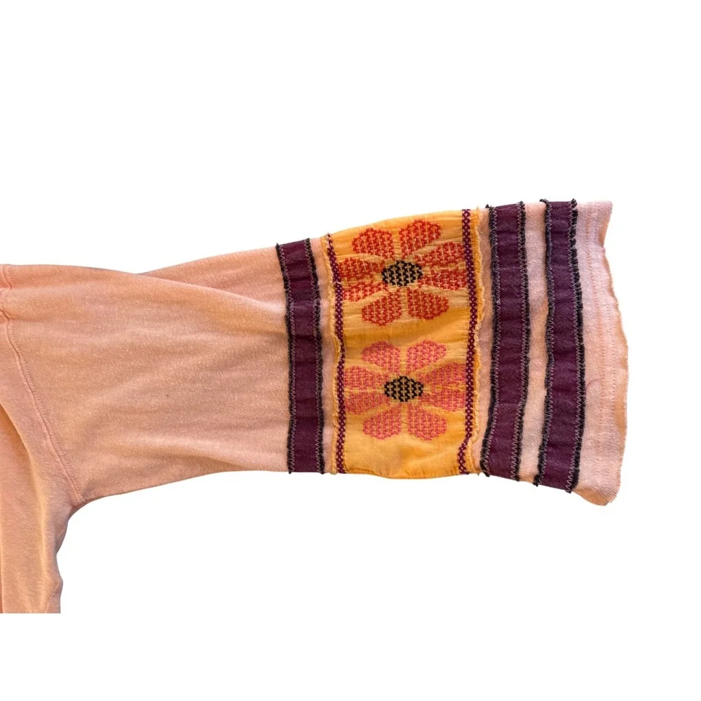 Free People All In‎ Cuff Peach Long Sleeve Cropped Top Size Small